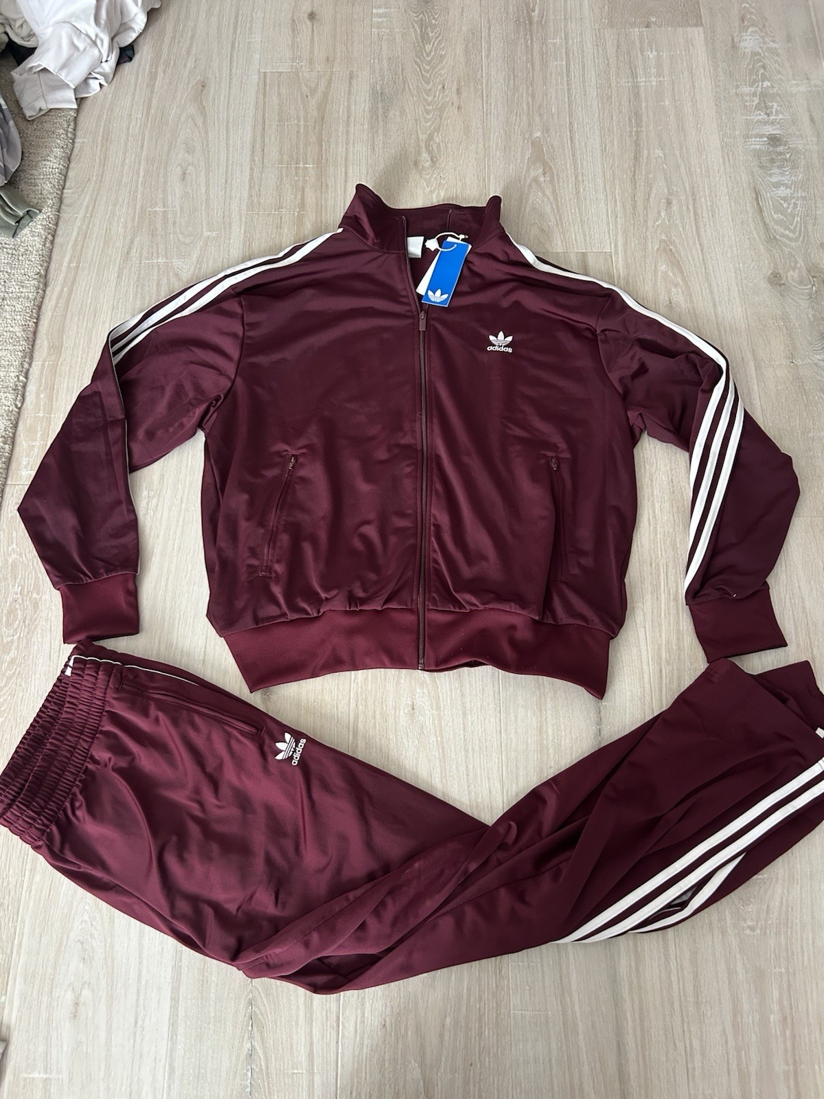 adidas ORIGINALS Firebird Trefoil TRACK Suit Set Top Bottom Maroon Mens