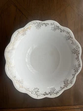 Gorgeous Antique Scalloped Bowl C.P. Co 10” Raised Gold Design