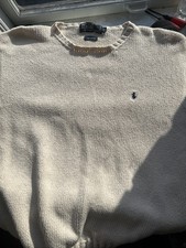 Polo Ralph Lauren Men  s Cotton Knit Sweater Cream Beige Size Large Pony Logo L