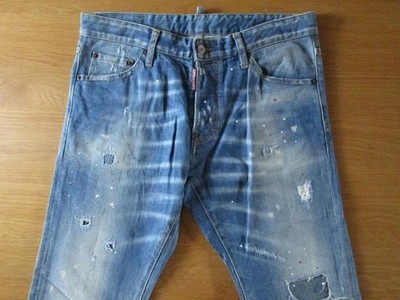 Dsquared２Vintage Processed Stretch Denim Pants 50 Made In Italy Men's Fashion De