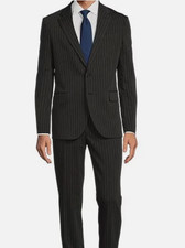 2025 RALPH LAUREN Black Striped Full Suit 42R Wool