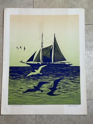 Windjammer By Walton Butts 17  x 13  Inch Signed Print