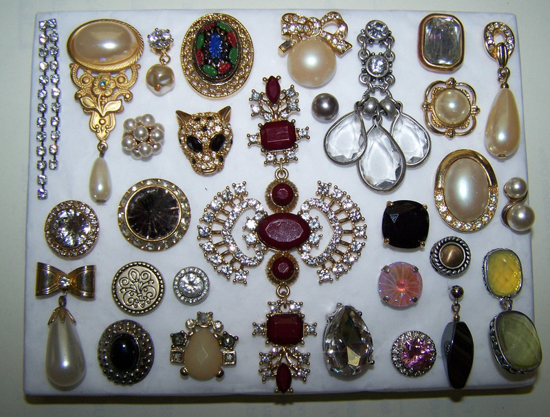 SINGLE Stud Earring Lot Wear Craft JewelryArt  Acrylic Glass Crystal Faux Pearl