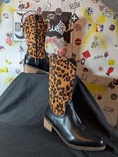 Stivali da cowboy neri donna stampa animalier 