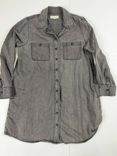Madewell Gray Chambray Shirt Dress Womens Large Button Front Cotton Pockets