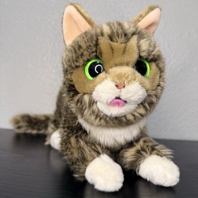 Cuddle Barn Lil Bub Kitty Chubby Cat Plush Stuffed Animal Brown Tabby Green Eyes