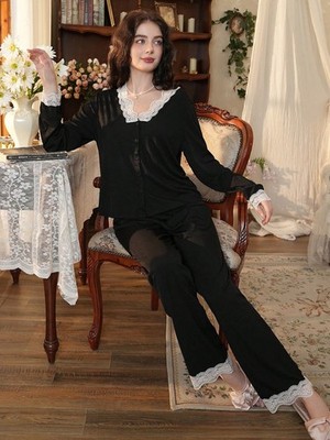 Côtesoire Elegant Vintage Lace Patchwork V Neck Long Sleeve Cheap24