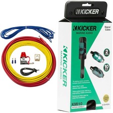Kicker 47KMPK8 Marine 8awg Amp Power Kit 47KMI10 10 Meter RCA Cable