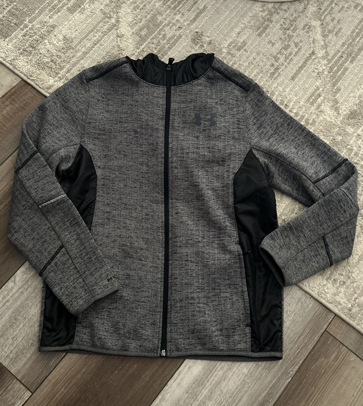 Under Armour Youth Boys Large Storm Cold Gear Coat Jacket Black Gray Zip