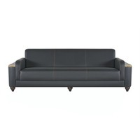 Sofa 3-Sitzer Arbeitszimmer Modern Design Stil Schwarz Einfarbig Farbe