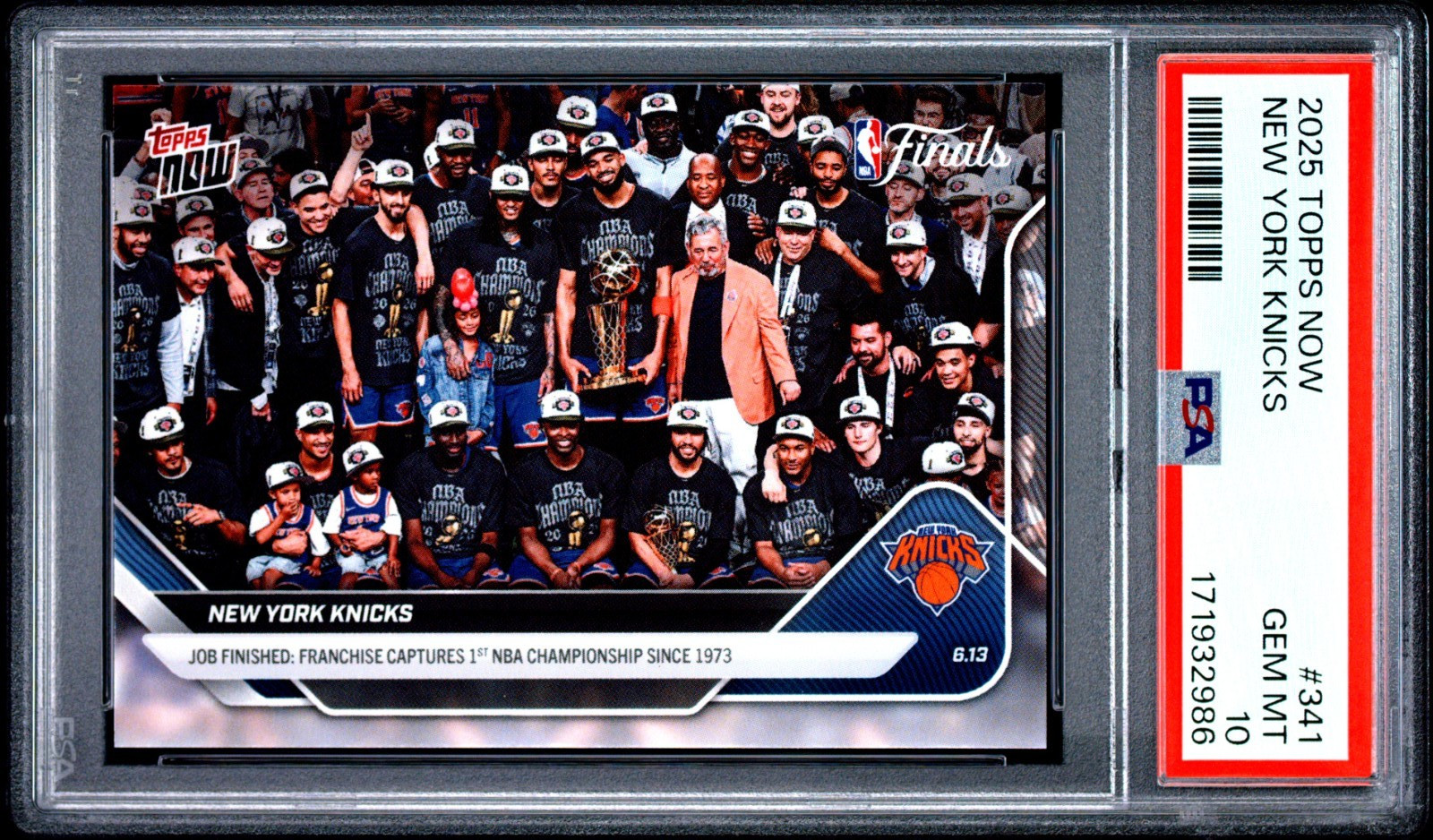 2025 TOPPS NOW #341 NEW YORK KNICKS PSA 10 GEM MINT - NBA CHAMPIONSHIP view 1