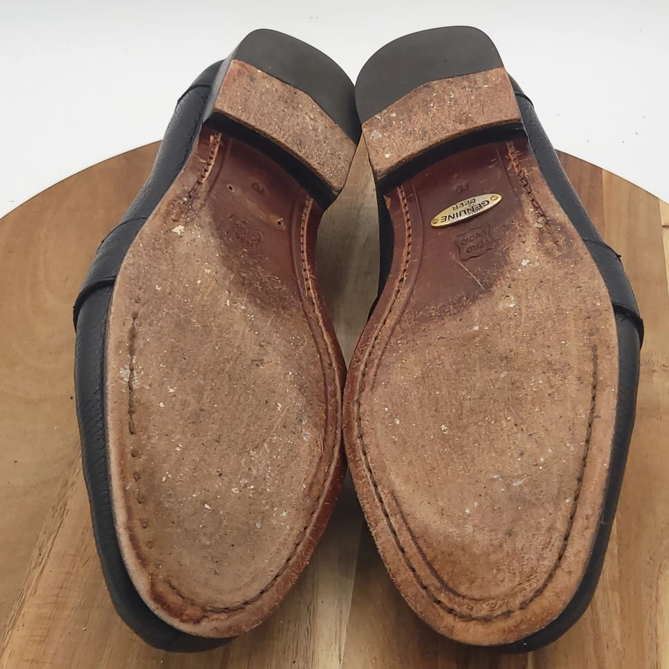 Alan Payne Men's Size 10 Black Leather Dress Penny Loafers Casual Slip On - Image 3 of 4