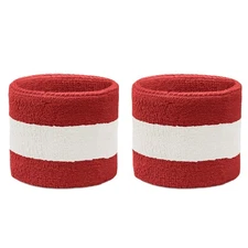 COUVER 2-Piece Cotton Terry Wrist Sweatbands Athletic Tennis Sports Wristband