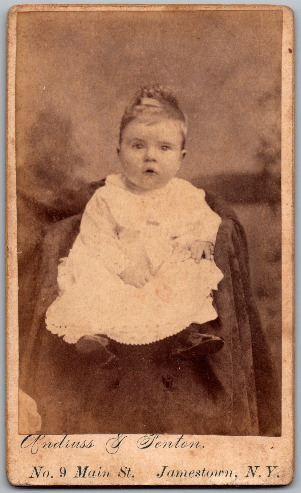 Antique CDV Circa 1870s Andrus & Fenton Cute Baby Jamestown New York