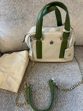 Tory Burch Beautiful Crossbody Chain Link Strap Mini Handbag Cream Green