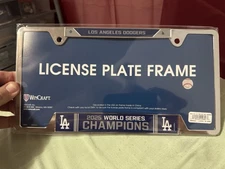Los Angeles Dodgers 2025 World Series Champs Metal License Plate Frame 6x12”