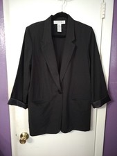 Vintage Sag Harbor Sz 12 Black Blazer Jacket Polyester Blend Pockets One Button