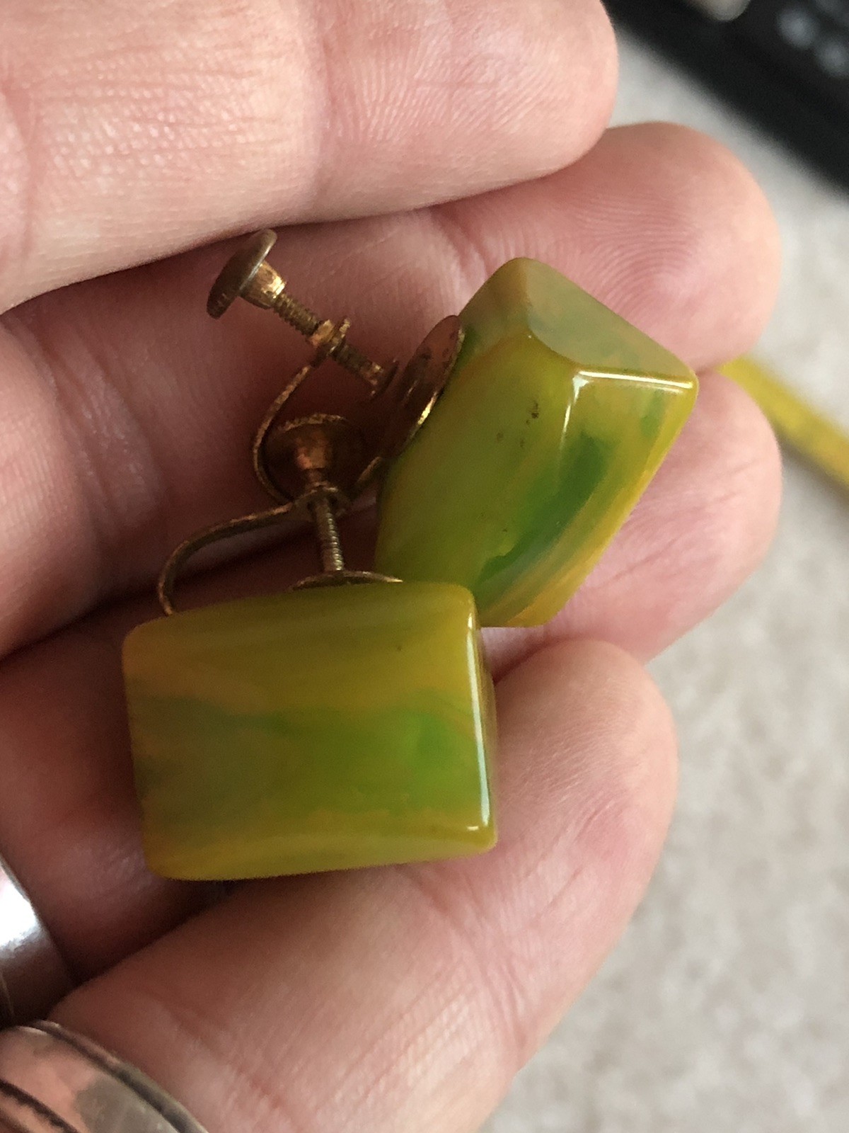 Amazing Abstract Triangular Yellow & Green Marble… - image 5