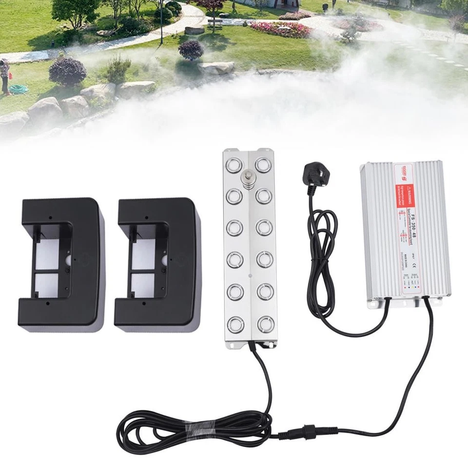 12 Head Ultrasonic Mist Maker Industry Fogger Humidifier +Power Supply 220V ⇓ - Image 2 of 4