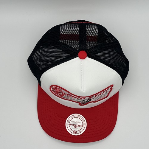 Ohio State Buckeyes Mitchell and Ness Globe Trucker Snapback Hat White Mesh OSU - Picture 8 of 11