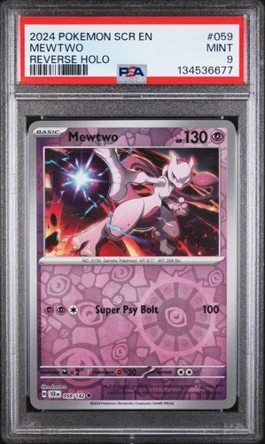 2024 POKEMON SCR EN-STELLAR CROWN REVERSE HOLO #059 MEWTWO PSA 9