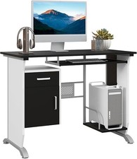 HOMCOM Computer Desk with Sliding Keyboard Tray, Storage Drawers & PC Tower
