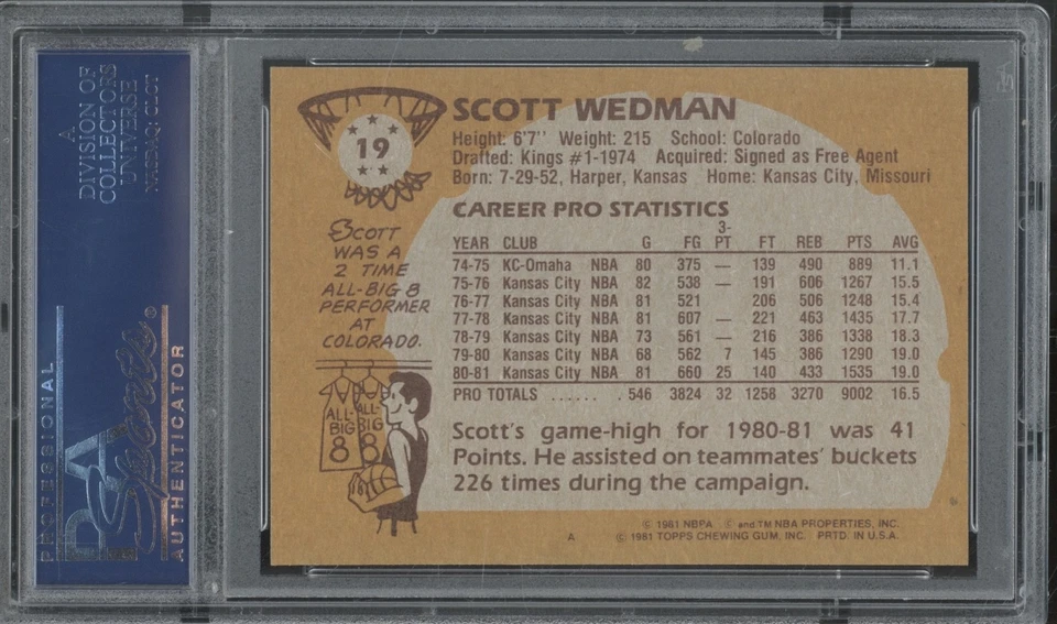 1981 Topps Basketball #19 Scott Wedman Mint PSA 9 - Image 2 of 2