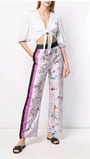 Tory Burch Printed Silk-twill Wide-leg Pants In Lilac Size 2