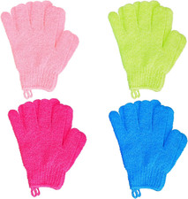 4 Pairs Bath Exfoliating Gloves Scrub, Double Sided Bath Mitts Scrubs for Shower