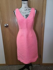J. Crew Hot Pink Barbiecore V-neck Tweed Cocktail Office Structured Dress Size 2