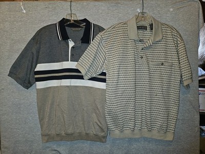 Lot of 2 David Taylor Striped Polo Shirts Men's Size Medium Blue/Gray  Rugby