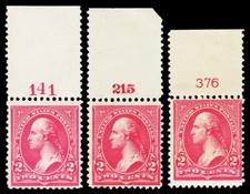 Scott 267 1895 2c Washington Watermarked Issue 3 Mint NH Plate Number Singles!