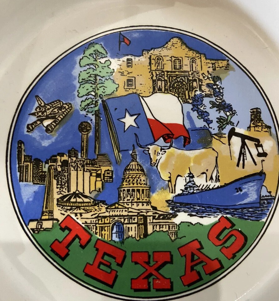 Vintage State of Texas Souvenir Ashtray 4" Ceramic Lone Star State eBay