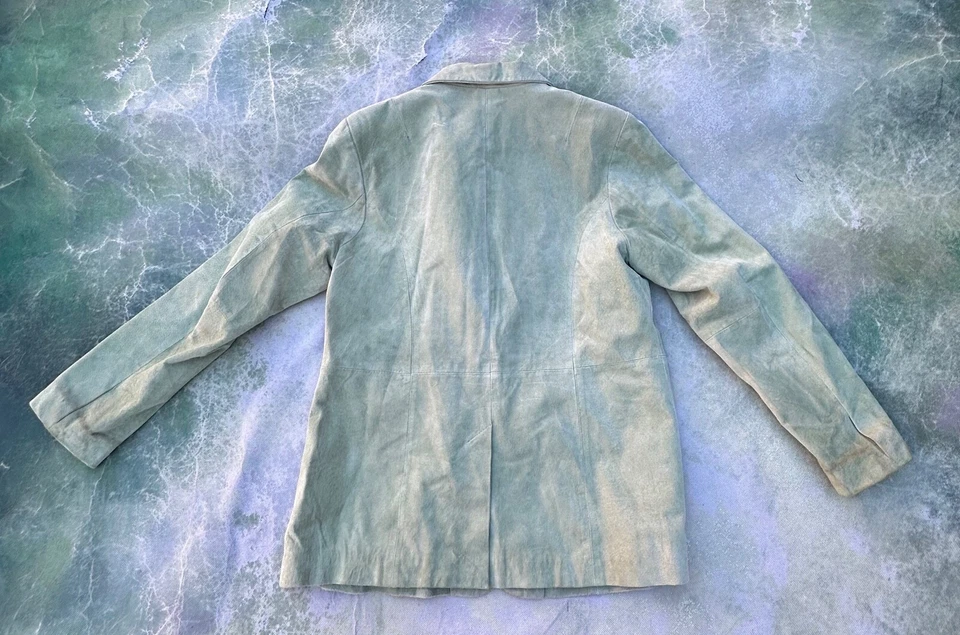 Vintage Denim & Co. Women's Green Leather Blazer Jacket Size L. - Image 4 of 4