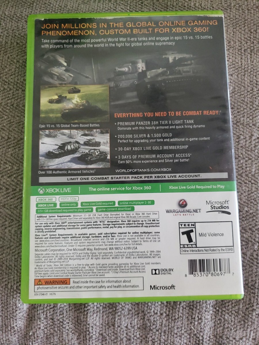 World of Tanks Xbox 360 Edition (no Manual) Authentic Tested