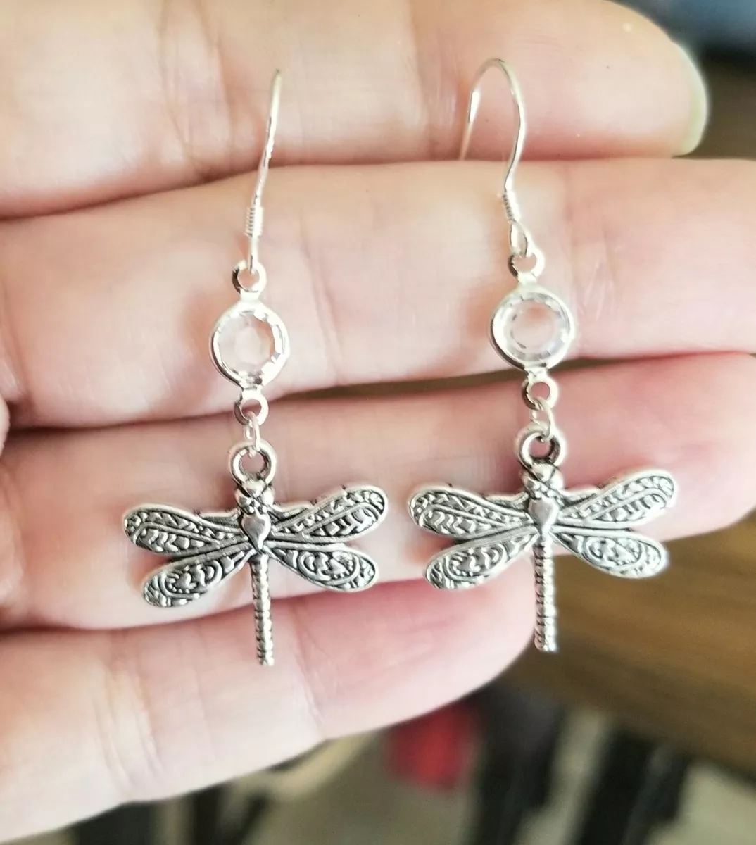Sterling Silver Dragonfly Earrings Dragonfly Jewelry Dangle
