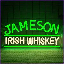 Jameson Irish Whiskey Led Neon Sign - Usb Powered, Wall-Mounted Bar Light...