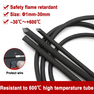 Φ1-30mm Fiberglass Shield Sleeve Wire Fuel Line Heat Shield Roll High Temp Black