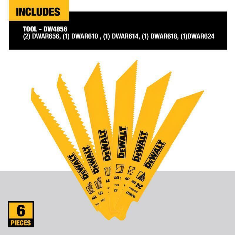 DeWalt Bi-Metal Reciprocating Saw Blade Set Multi TPI 6 pk DW4856