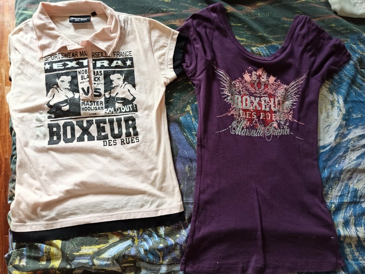 BOXEUR DES RUES originali set T-shirt e polo donna stampe XL e L usate