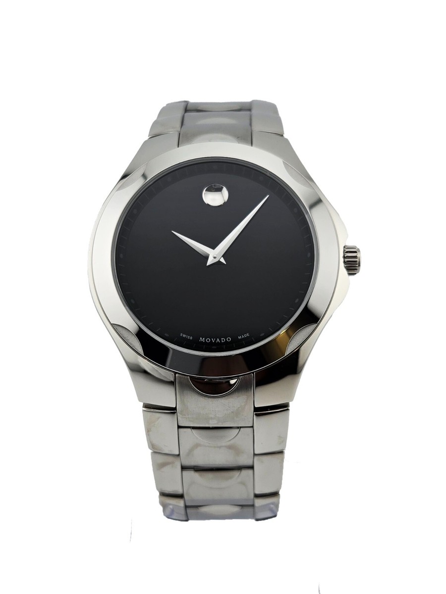 Movado Luno 0606378 Black Dial Stainless Steel Men's Watch | eBay