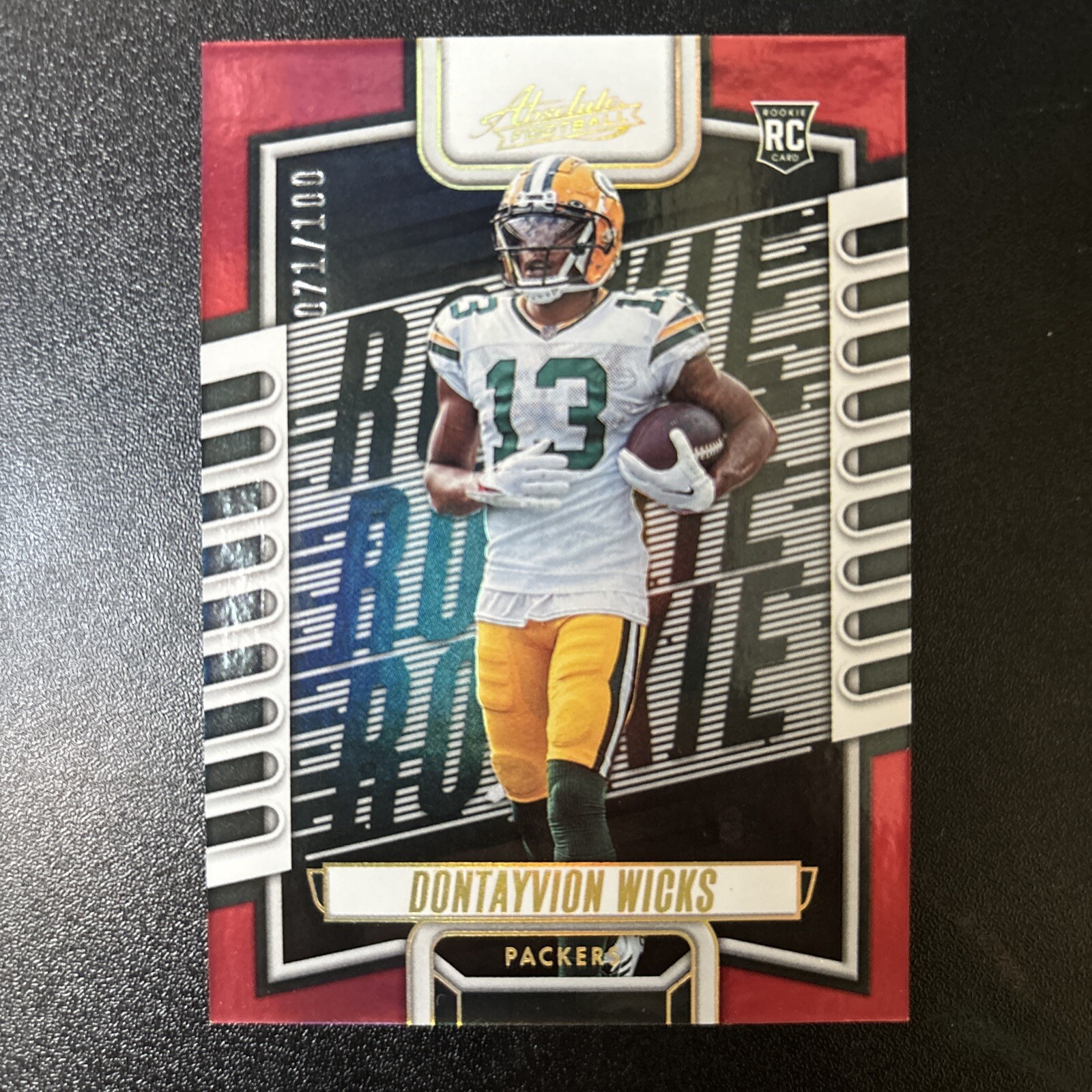 2023 Absolute DONTAYVION WICKS Red /100 Rookie Card RC #199 Packers SP
