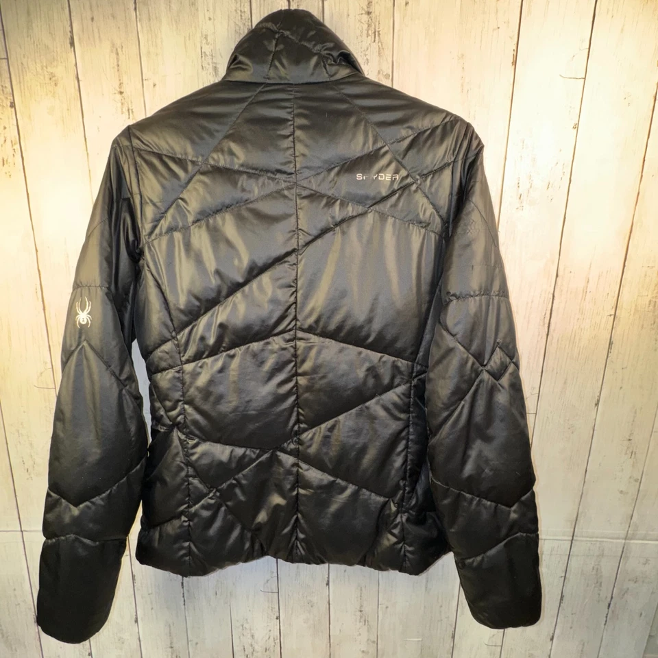 Spyder ThermaWeb Jacket Womens M Puffer Performance Full Zip Storm Flap Black - Image 2 of 4