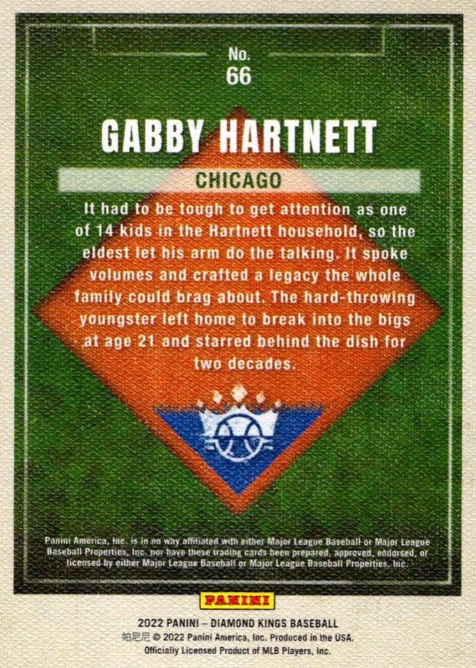 2022 Panini Diamond Kings Gabby Hartnett Chicago Cubs #66 - Image 2 of 2