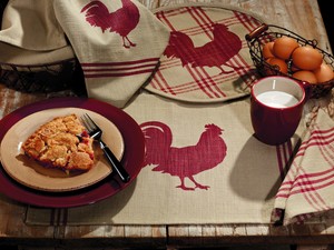 rooster napkins runners placemats towels farmhouse dish farm country table