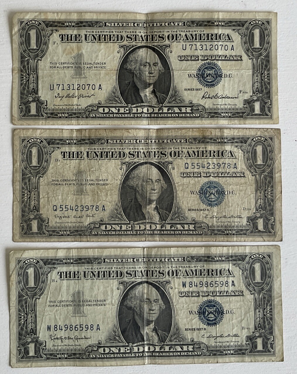 Sold at Auction: Complete 1957 $1 Blue Seal Silver Certificate