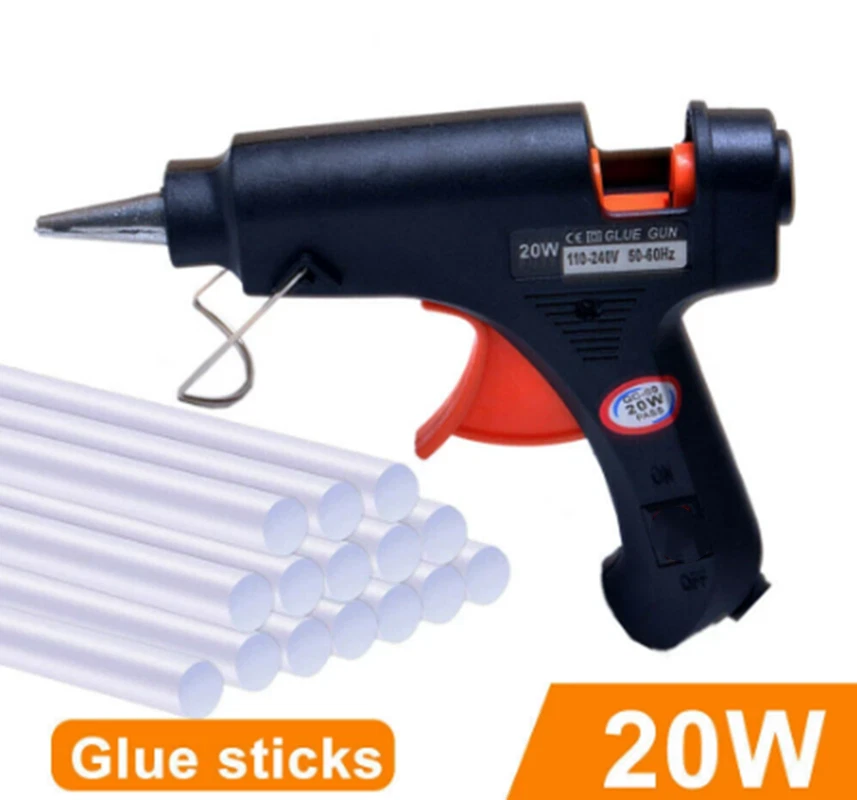 Hot Melt Glue Gun with 60 Mini Clear Glue Sticks for Arts Craft UL LISTED  Black