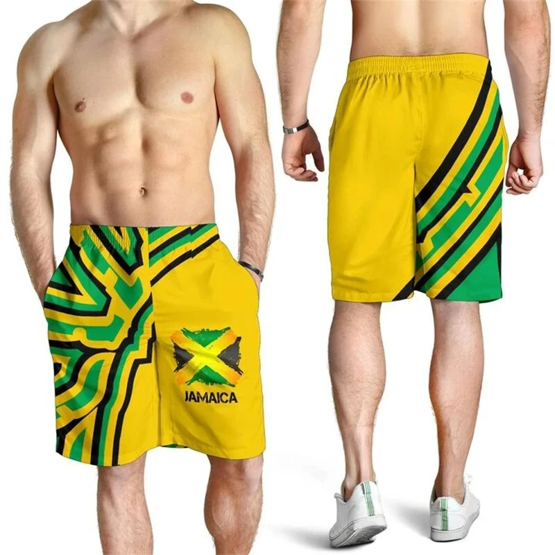 Men's 3d Printed Jamaican Flag printed, colour Shorts. Size M
