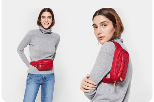 MZ Wallace Quilted Puffer Metro Belt Bag Apple Red