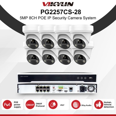 Hikvision 8CH 8 POE NVR CCTV 5MP ColorVu IP Security Camera System IR Audio Lot